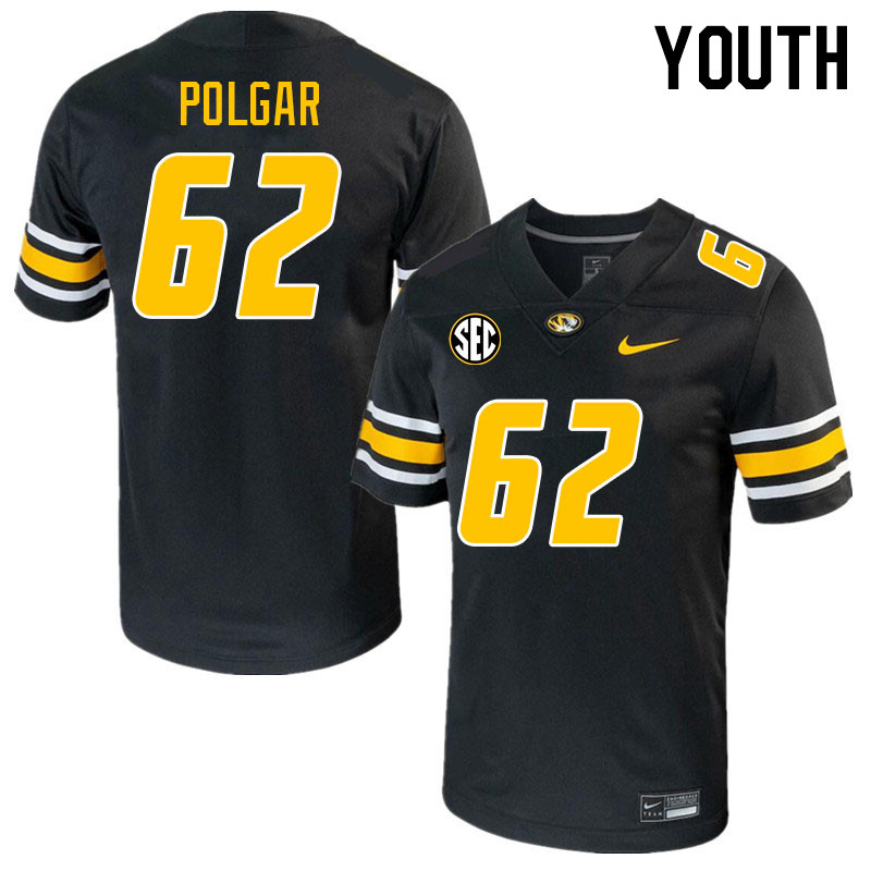 Youth #62 Bence Polgar Missouri Tigers College 2023 Football Stitched Jerseys Sale-Black